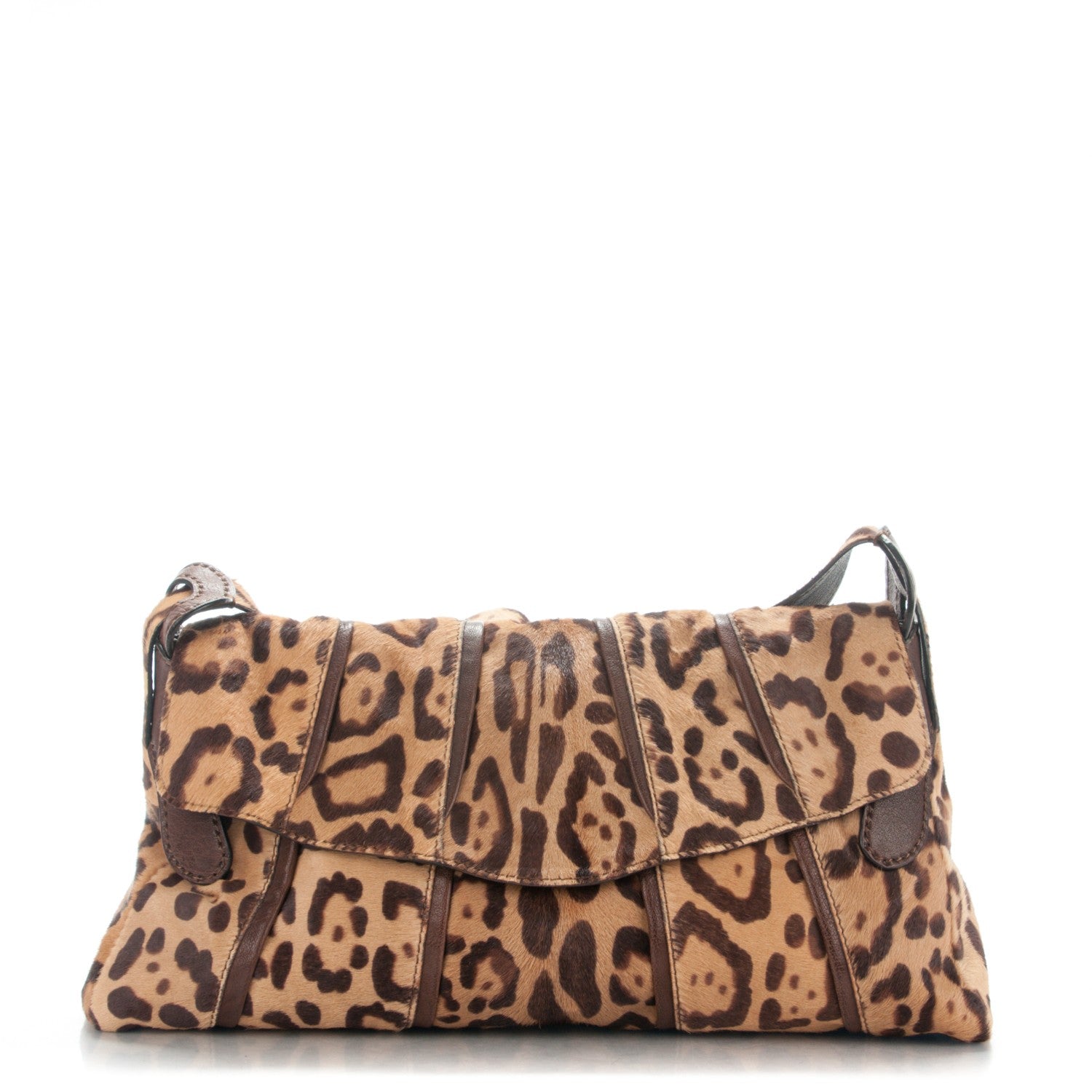 Valentino Garavani Calf Hair Leopard Print Bow Shoulder Bag Brown 1 of 7