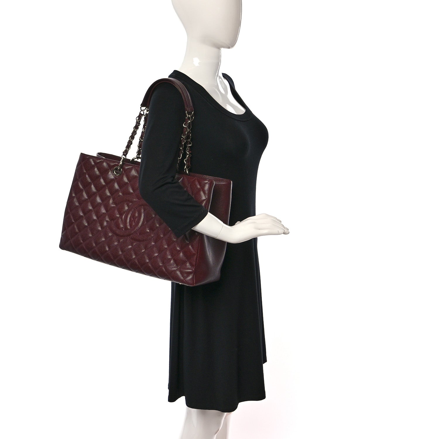 Chanel Caviar Quilted XL Grand Shopping Tote GST Dark Burgundy 2 of 15