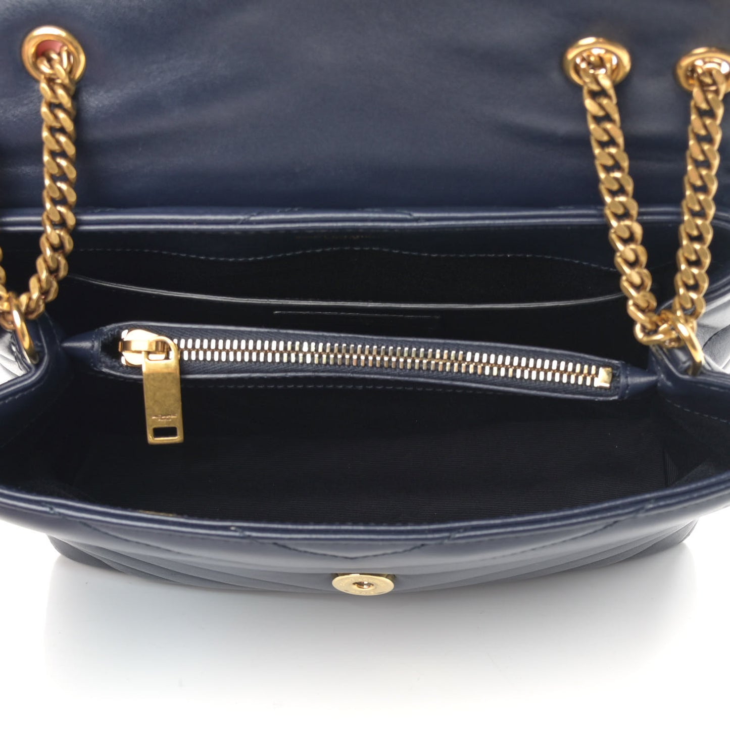 Calfskin Y Quilted Monogram Small Loulou Chain Satchel Denim Brut