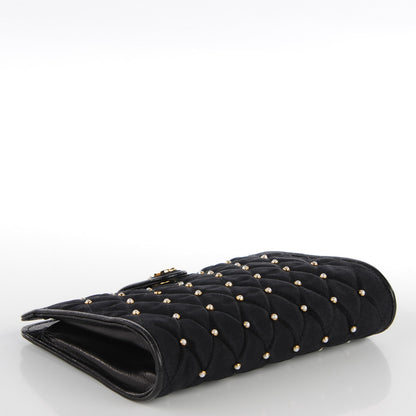 Chanel Satin Pearl Quilted CC Clutch Black 4 of 8