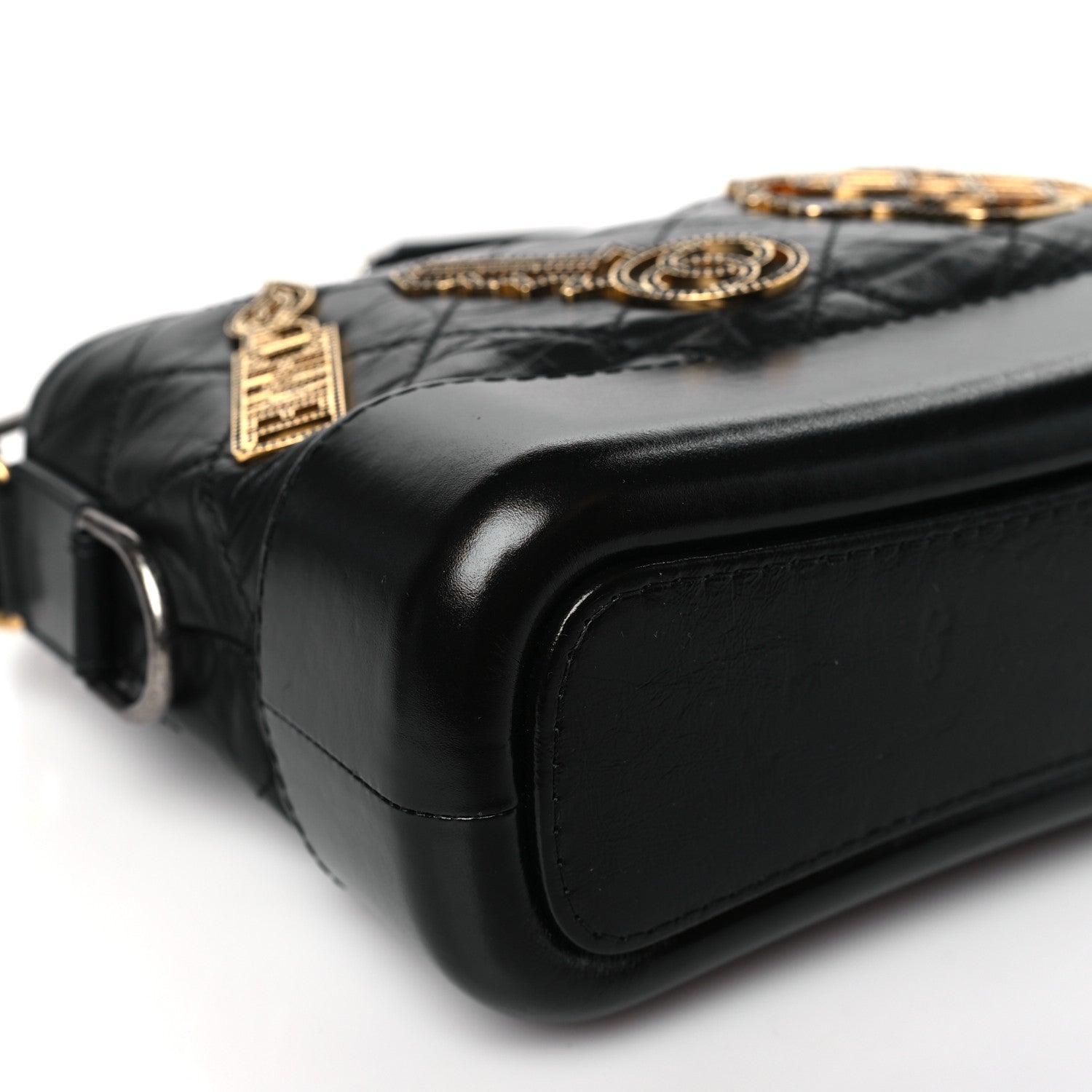 Chanel Aged Calfskin Quilted Charms Small Gabrielle Hobo Black 8 of 9