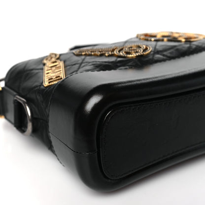 Chanel Aged Calfskin Quilted Charms Small Gabrielle Hobo Black 8 of 9