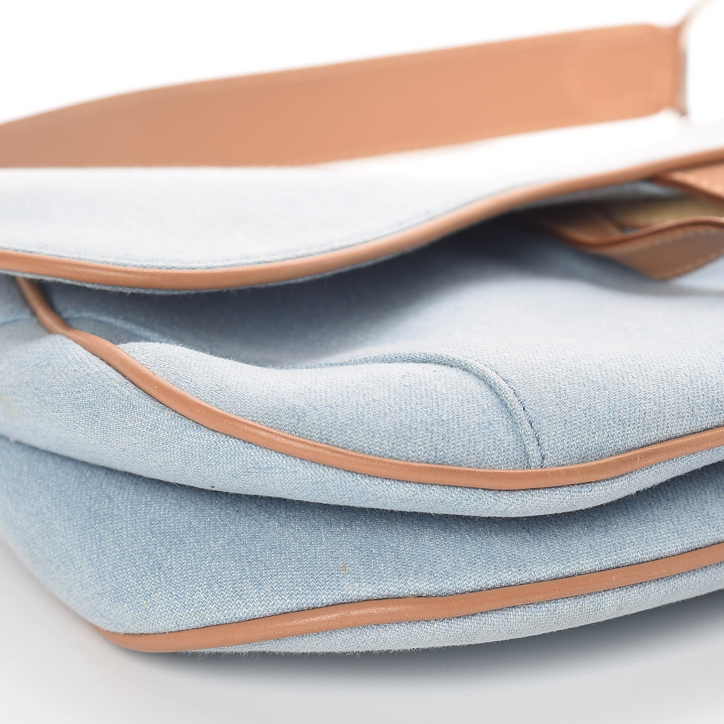 Denim Calfskin Double Saddle Bag Light Blue