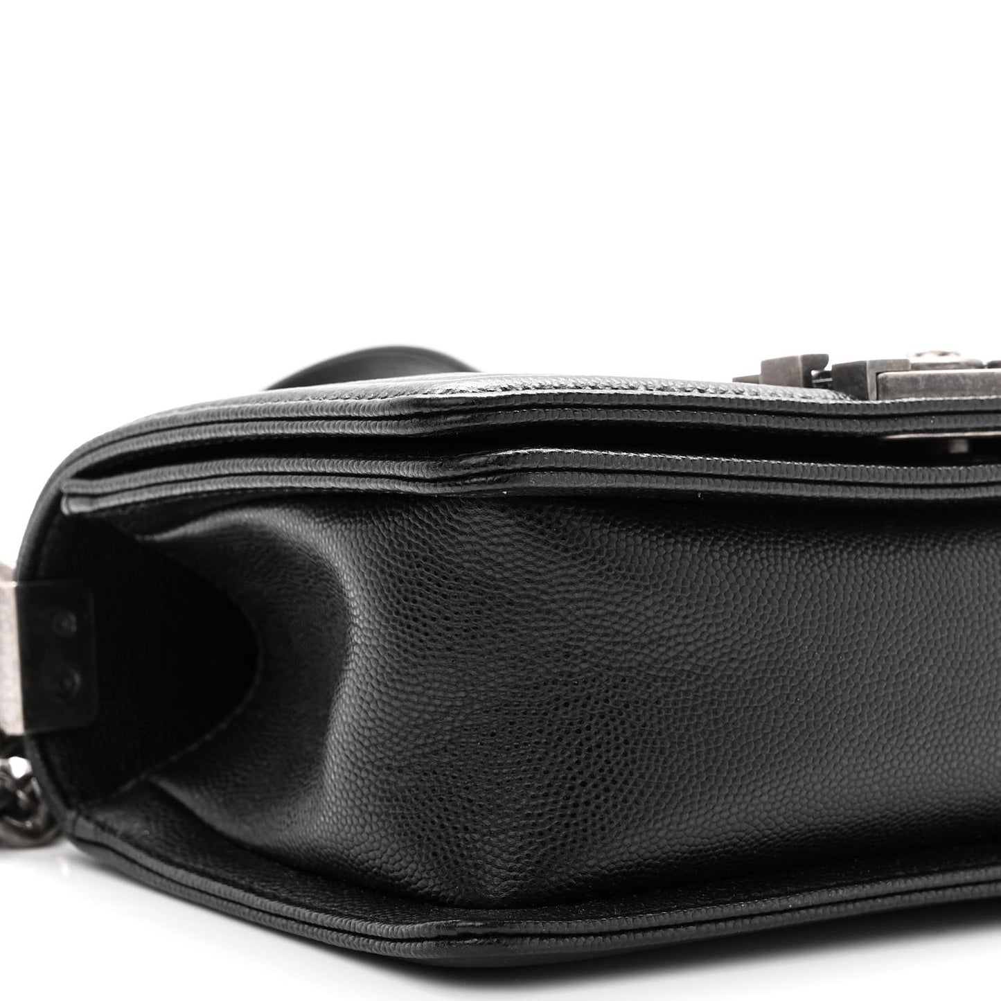 Caviar Chevron Quilted Small Boy Flap Black