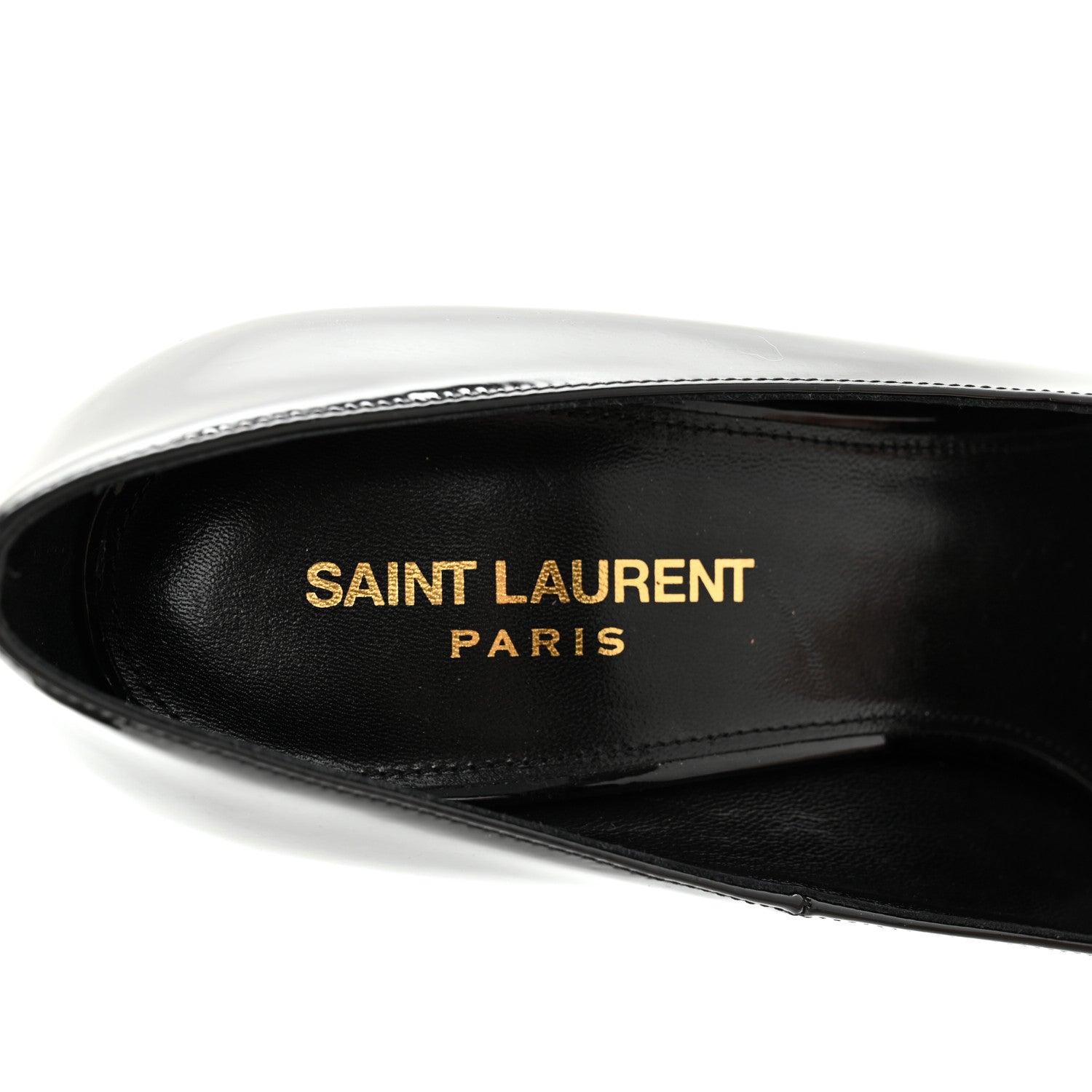 Saint Laurent Patent Calfskin Opyum Pumps 39.5 Black Gold 8 of 16