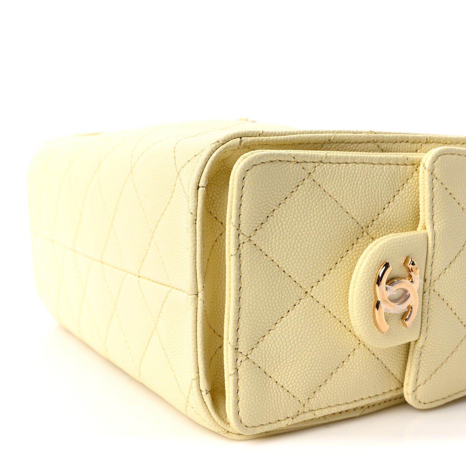 Chanel Caviar Quilted Mini Chanel 25 Handbag Light Yellow 10 of 11