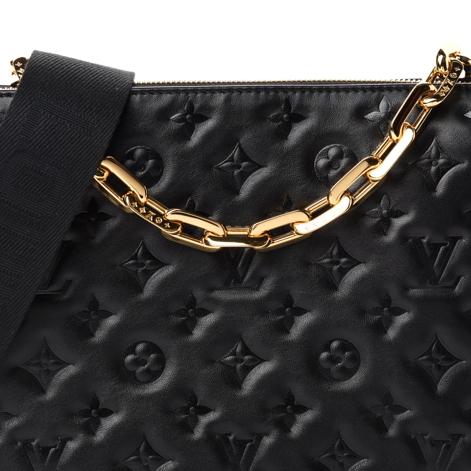 Louis Vuitton Lambskin Embossed Monogram Coussin PM Black 10 of 11