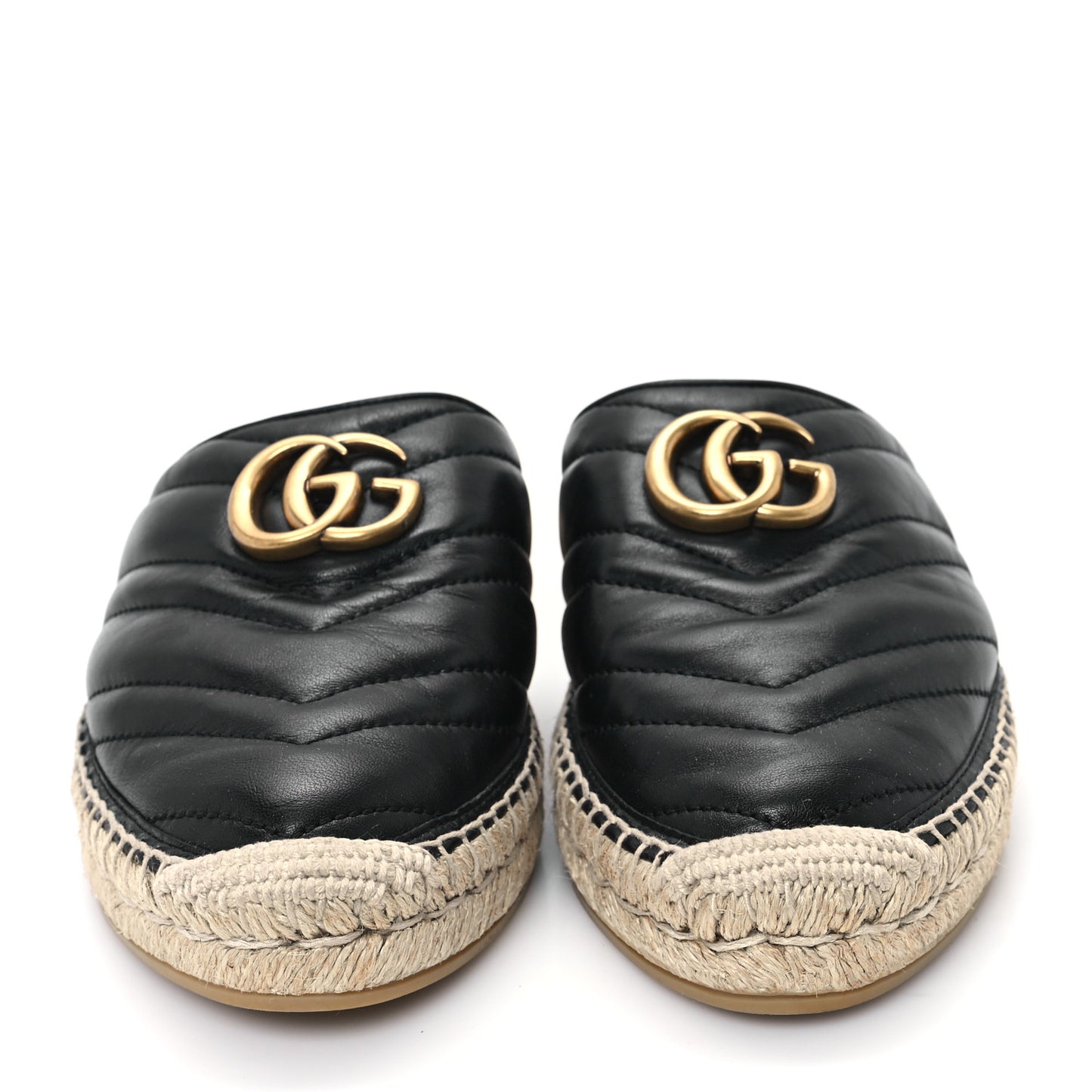 Nappa Matelasse GG Marmont Espadrille Slippers 38 Black