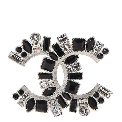 Chanel Baguette Crystal CC Brooch Black Silver 1 of 5