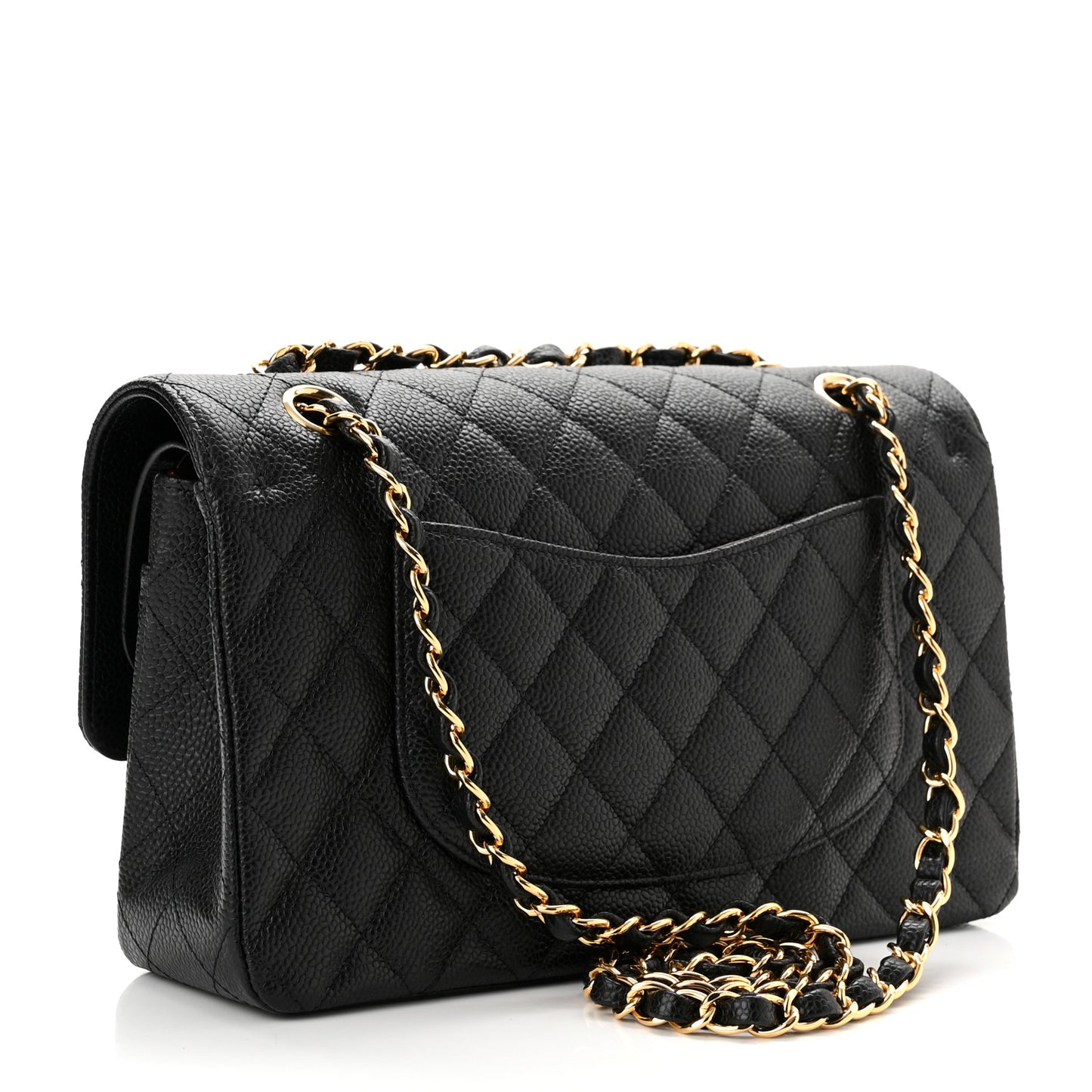 Caviar Quilted Medium Double Flap Black