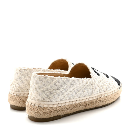 Chanel Tweed Grosgrain CC Espadrilles 36 White Black 5 of 9