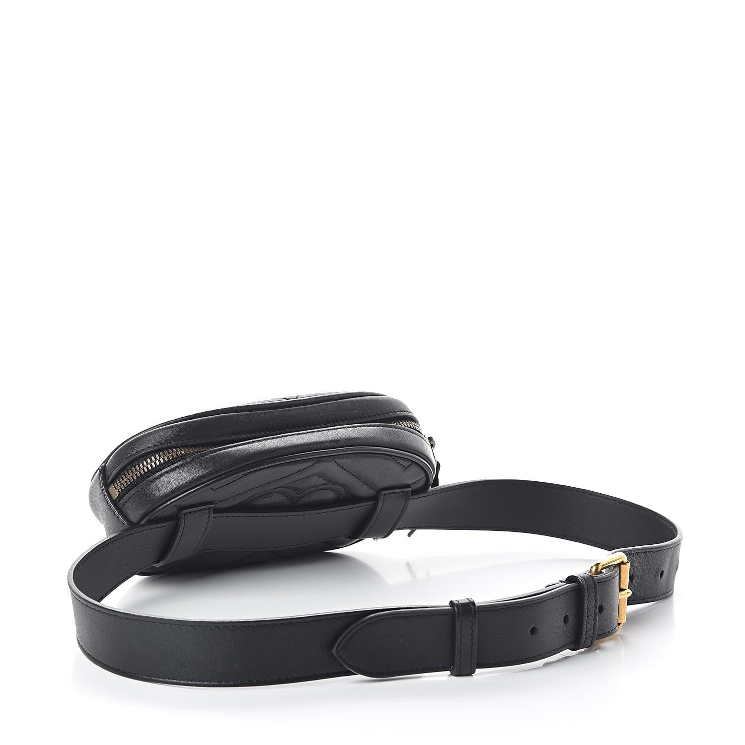 Gucci Calfskin Matelasse GG Marmont Belt Bag 85 34 Black 3 of 10