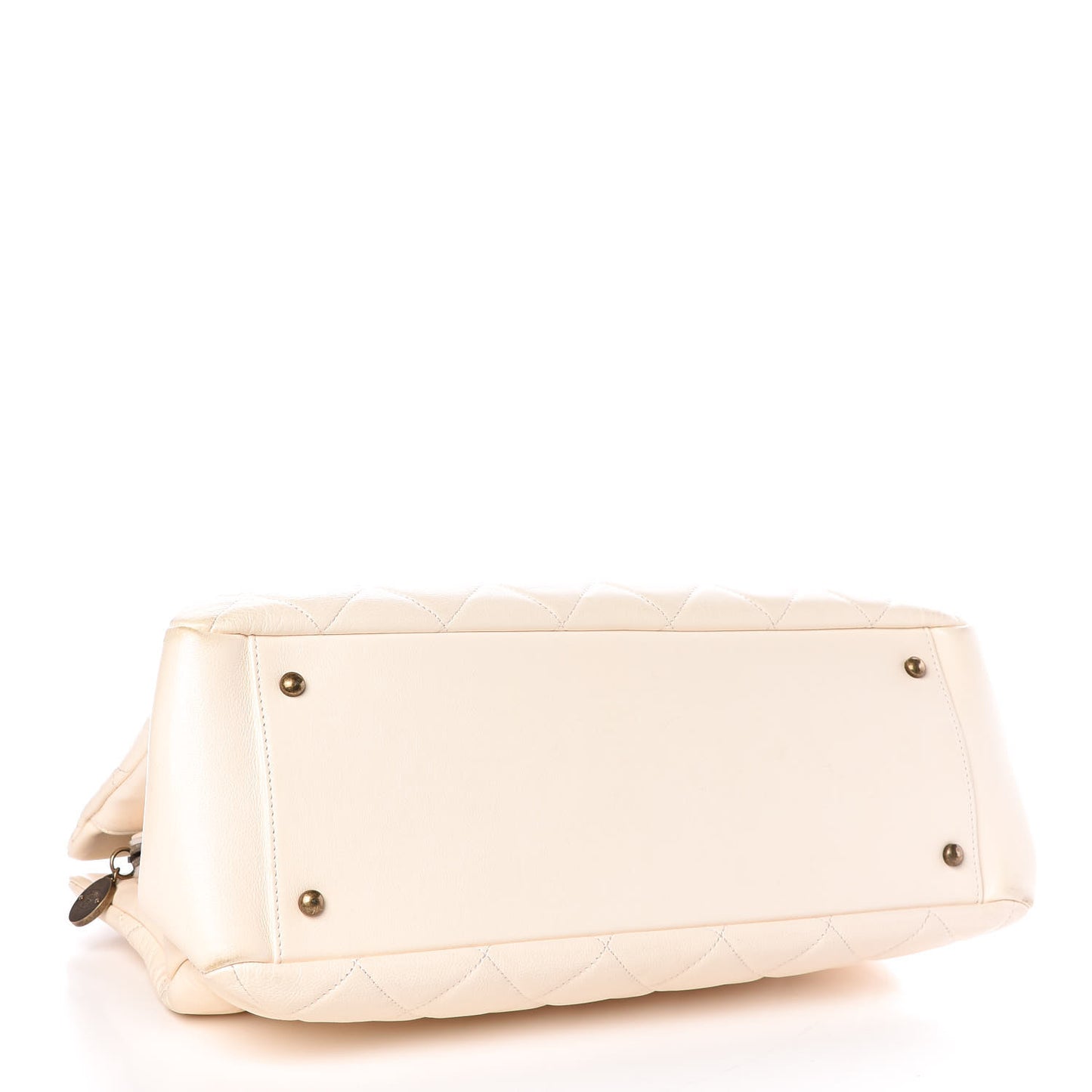 Calfskin Quilted Small Perfect Edge Tote White