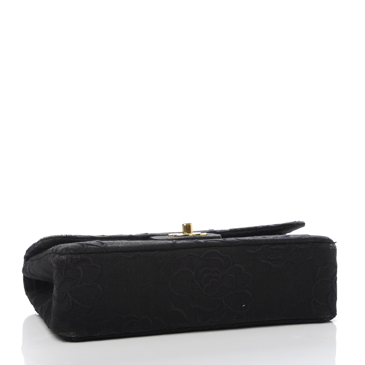 Chanel Canvas Camellia Embroidered Medium Double Flap Black 4 of 13