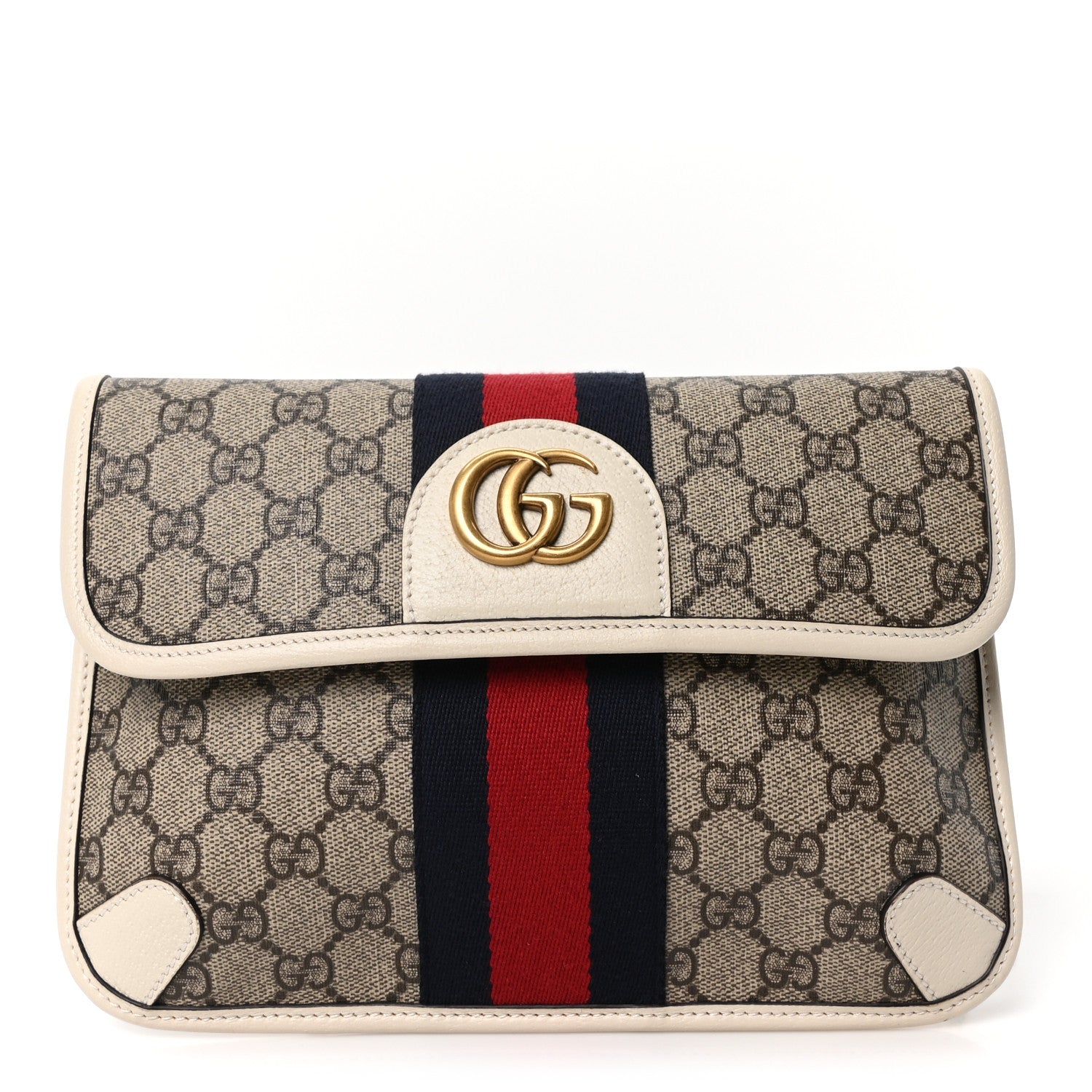 Gucci GG Supreme Monogram Web Small Ophidia Belt Bag 90 36 Beige Ebony White 1 of 10