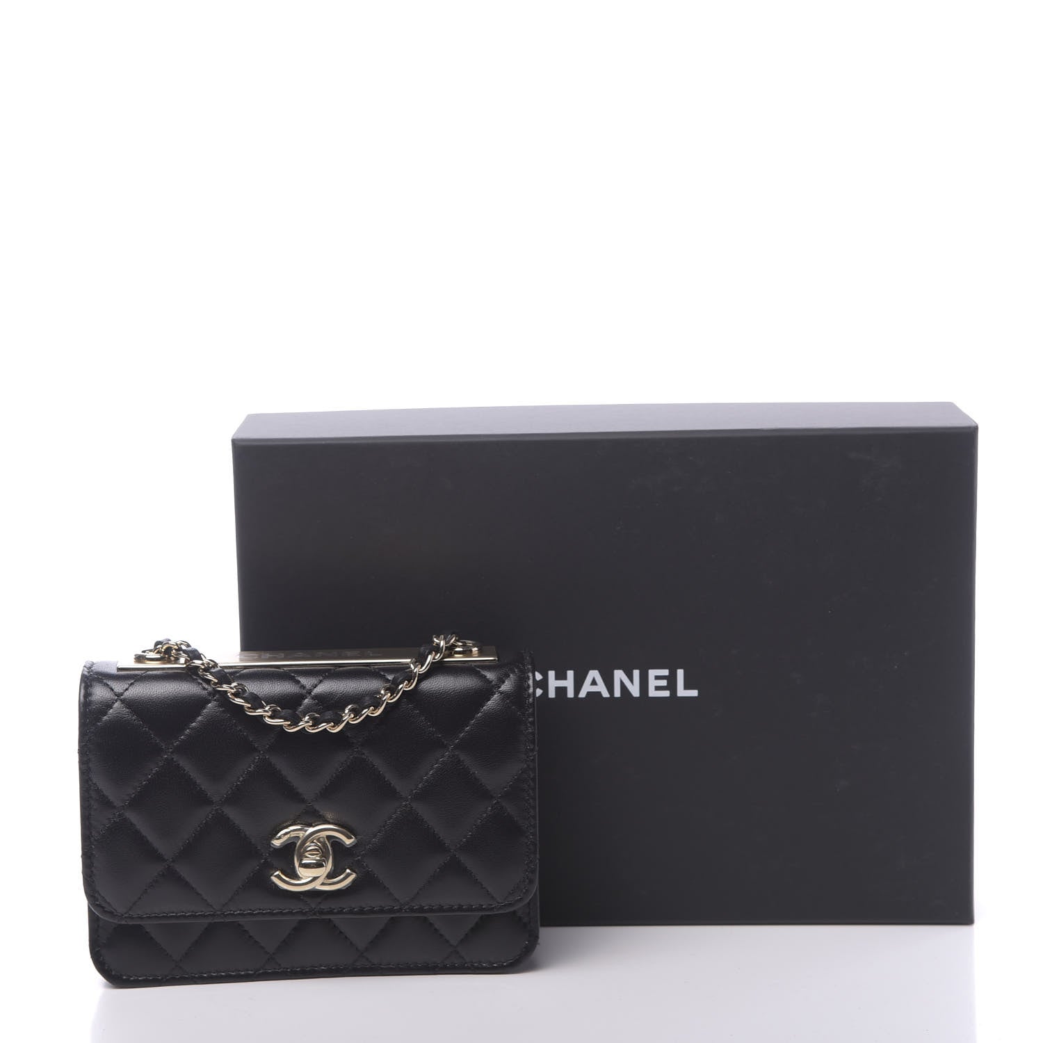 Chanel Lambskin Quilted Mini Trendy CC Wallet On Chain WOC Black 13 of 13