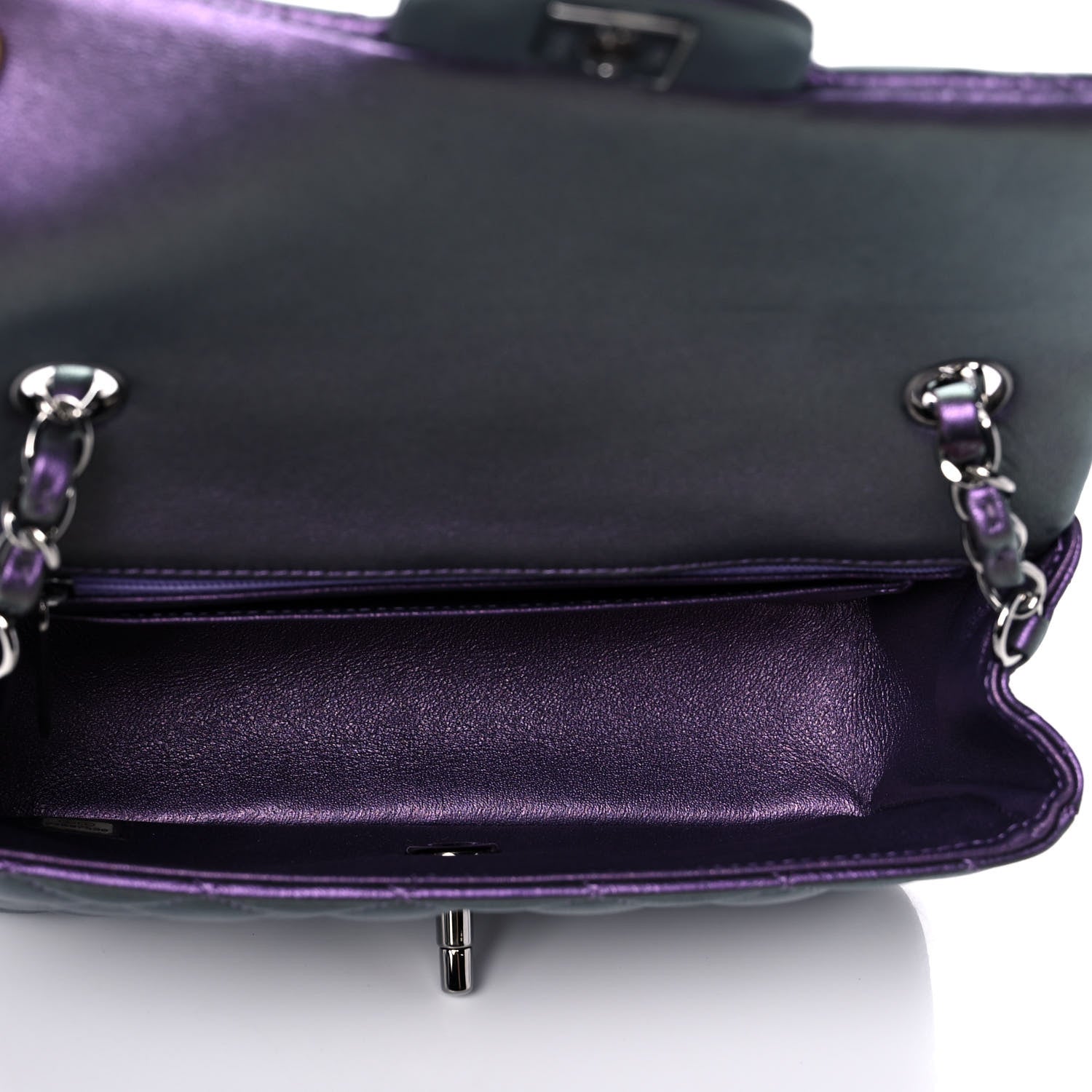 Chanel Iridescent Lambskin Quilted Mini Rectangular Flap Purple 5 of 13