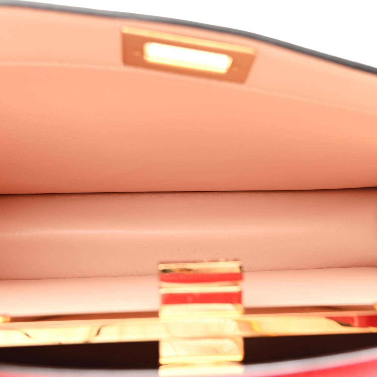 Fendi Vitello King Luxor Shiny Nappa Medium Peekaboo I SEE U East West Satchel Fuoco Light Rose 6 of 12