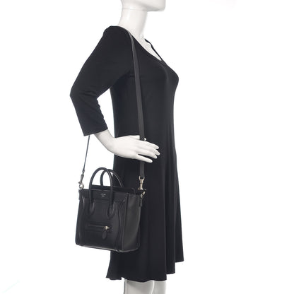 Celine Drummed Calfskin Nano Luggage Black 2 of 13