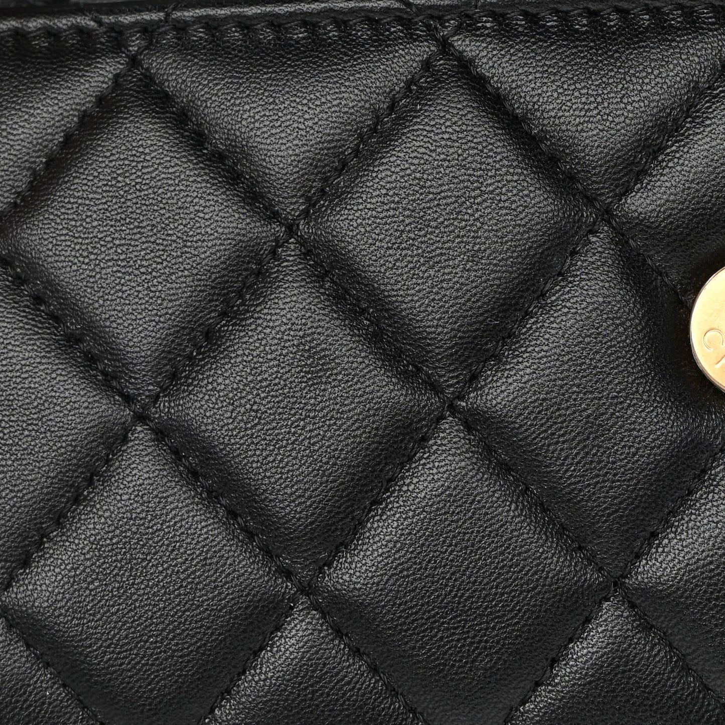 Lambskin Enamel Quilted Top Handle Flap Phone Holder With Chain Black