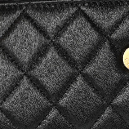 Chanel Lambskin Enamel Quilted Top Handle Flap Phone Holder With Chain Black 11 of 13