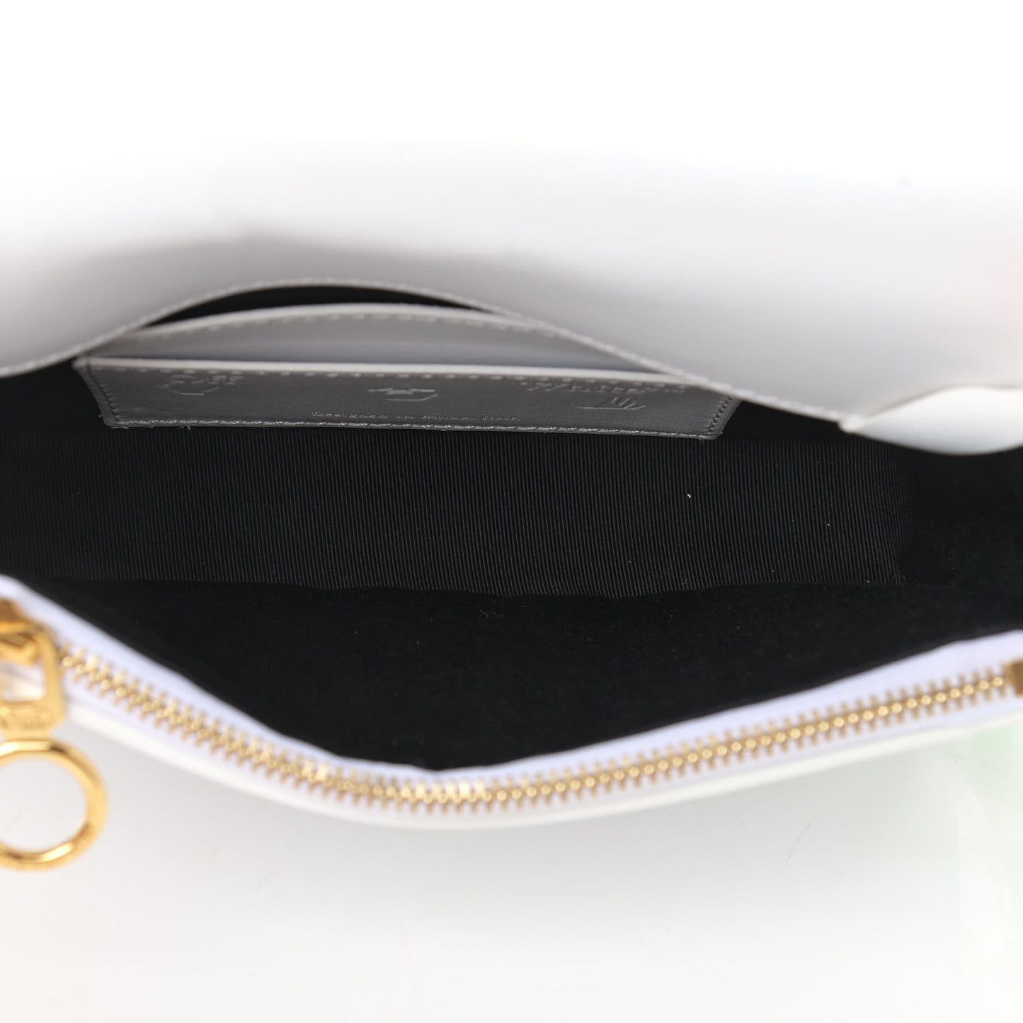 Calfskin Metallic Mini Binder Clip Crossbody White Gold