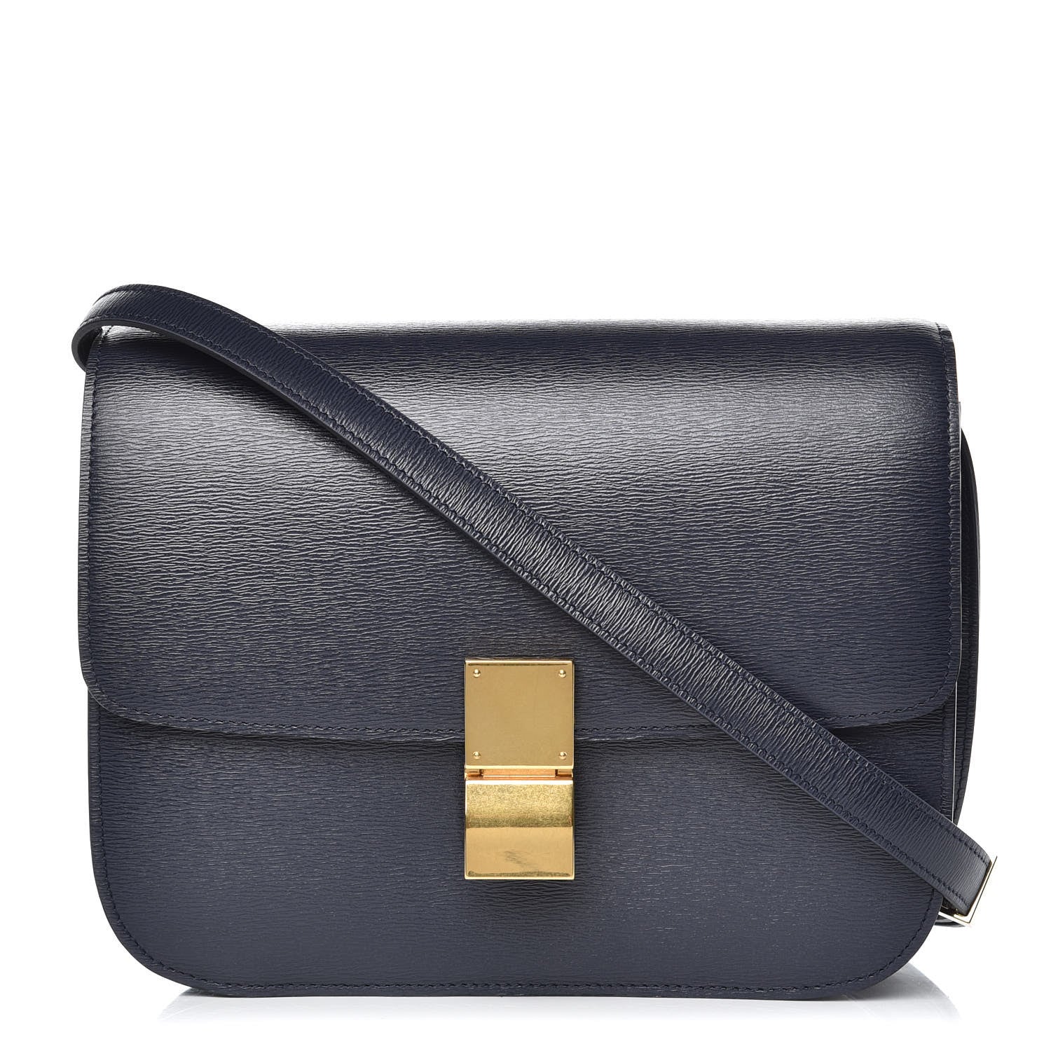 Celine Liege Calfskin Medium Classic Box Flap Bag Dark Blue 1 of 7