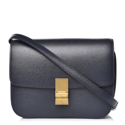 Celine Liege Calfskin Medium Classic Box Flap Bag Dark Blue 1 of 7
