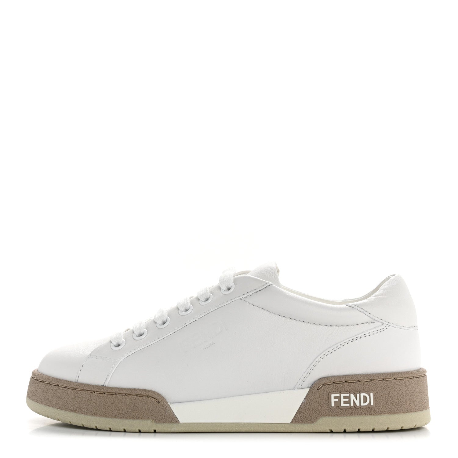 Fendi Vitello Logo Womens Low Top Sneakers 35.5 White 1 of 11
