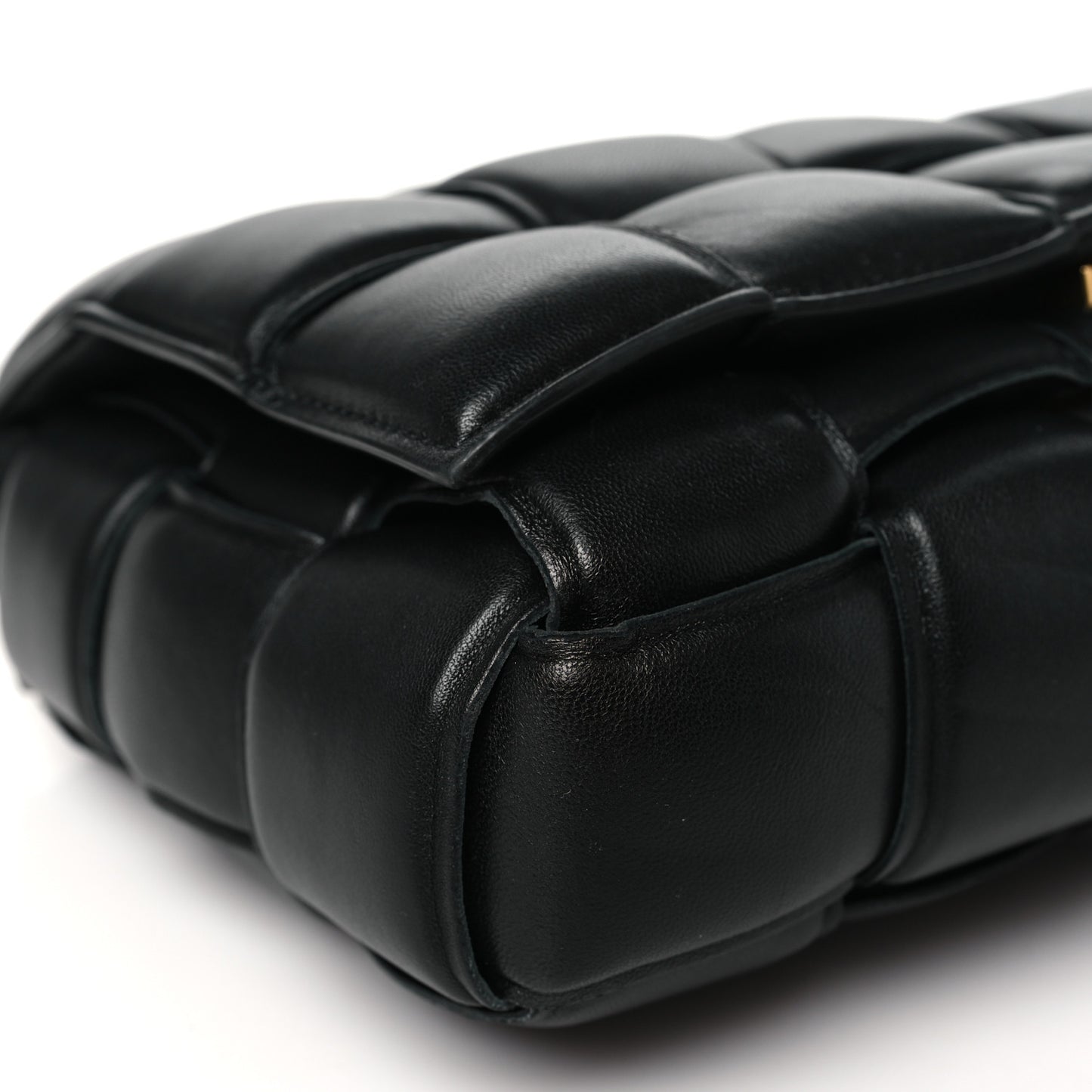 Lambskin Maxi Intreccio Padded Chain Cassette Crossbody Bag Black