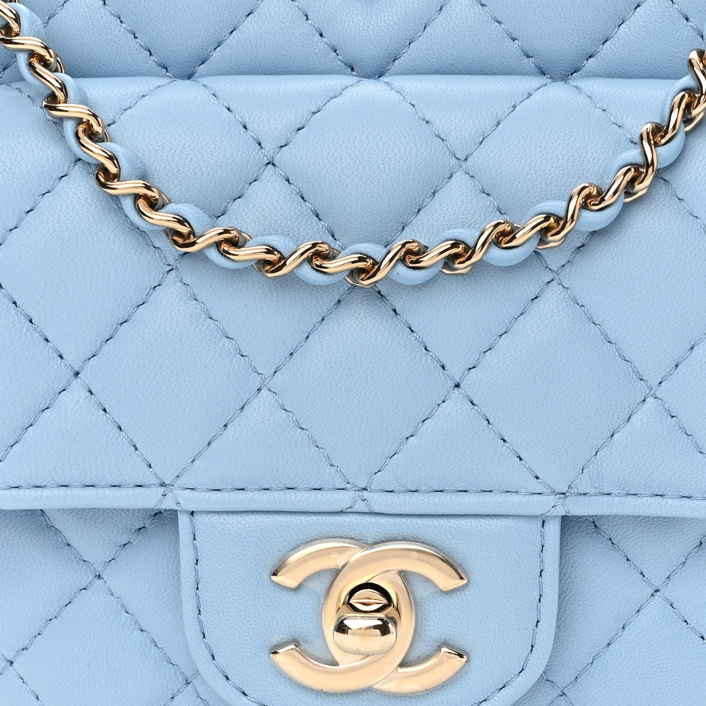 Lambskin Quilted CC In Love Heart Bag Light Blue