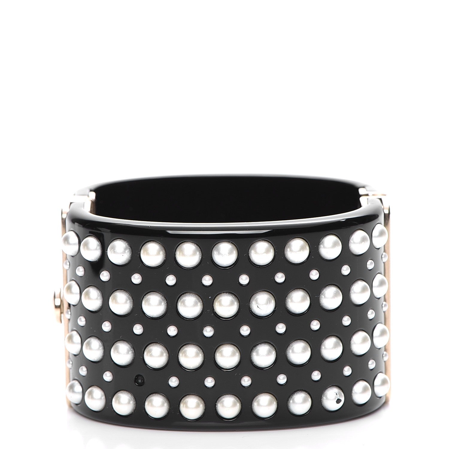 Chanel Resin Pearl CC Cuff Black 3 of 7