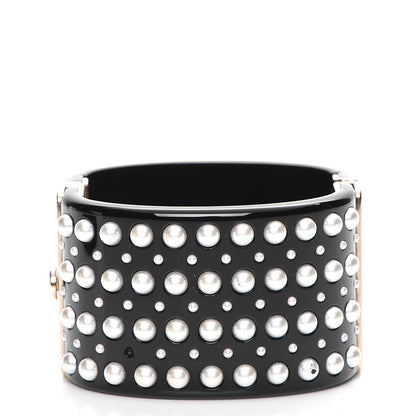 Chanel Resin Pearl CC Cuff Black 3 of 7