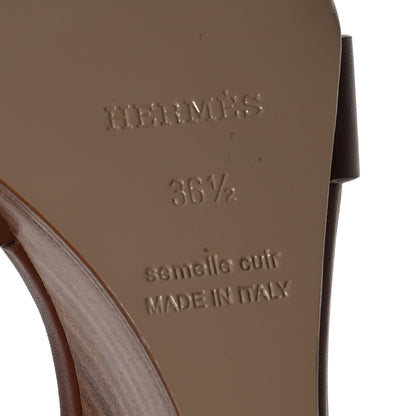 Hermes Calfskin Legend Wedge Sandals 36.5 Gold 7 of 10