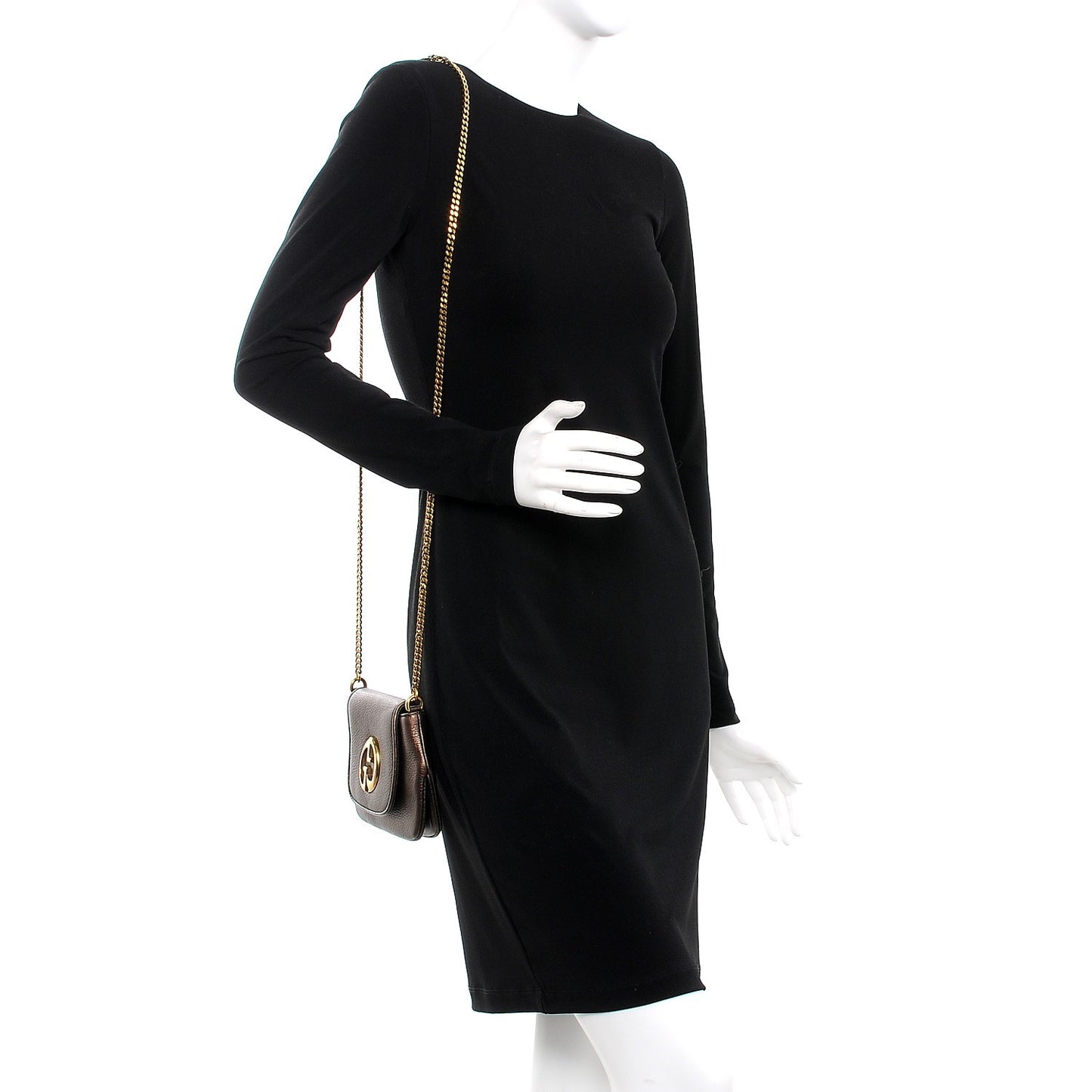 Metallic Pebbled Calfskin Small 1973 Chain Shoulder Bag Winter Leaf