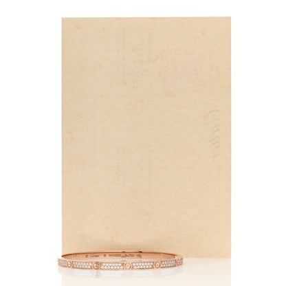 Cartier 18K Pink Gold Diamond Small LOVE Paved Bracelet 16 5 of 5