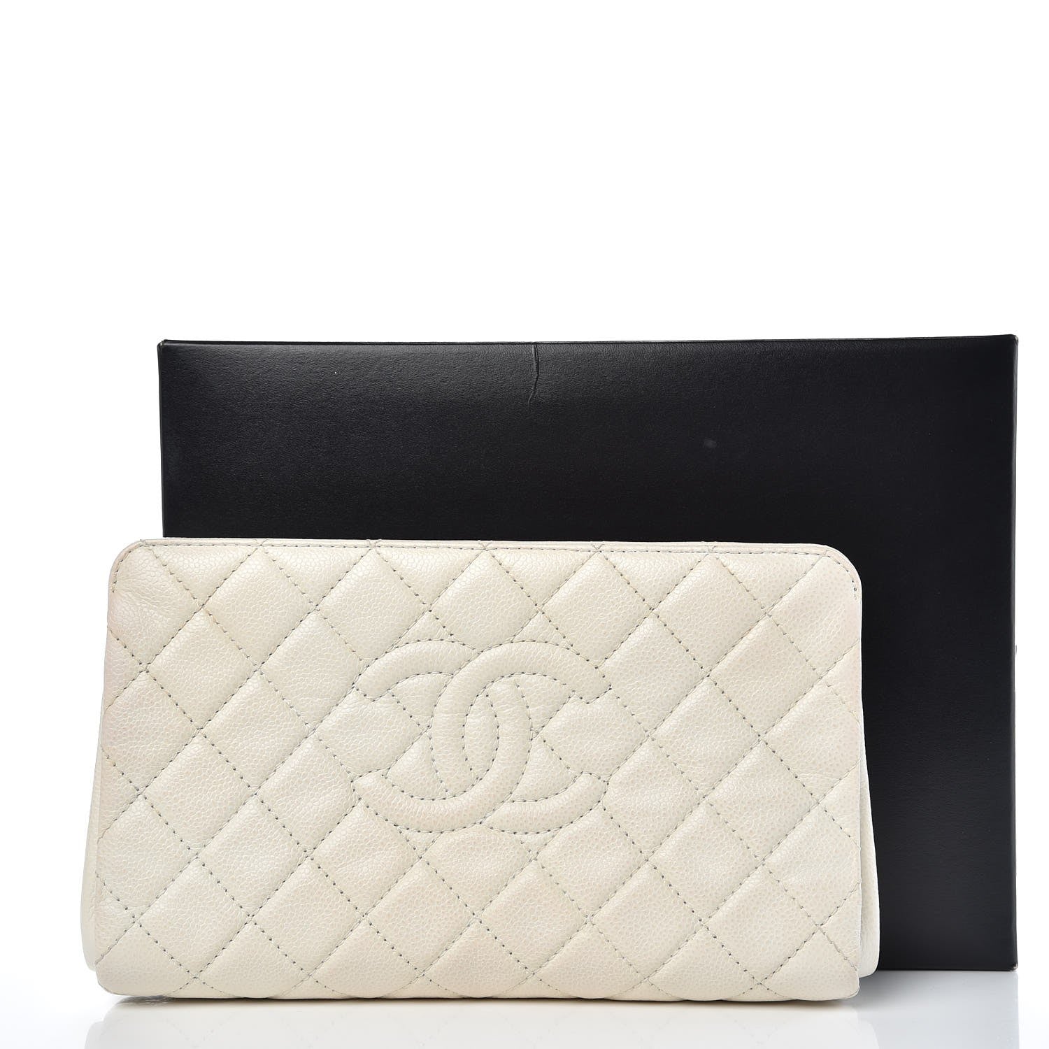 Chanel Caviar Quilted CC Large Clutch Ivory 12 of 12