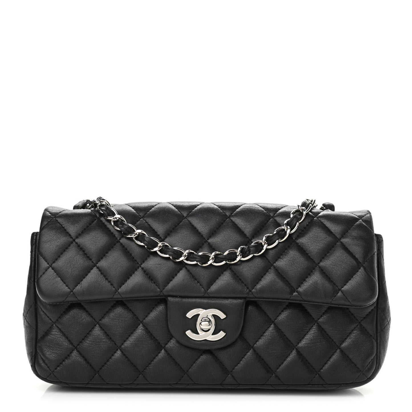 Lambskin Quilted East West Flap Black