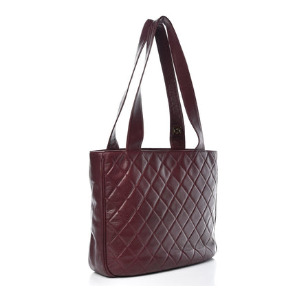 Chanel Lambskin Quilted Tote Burgundy 3 of 9