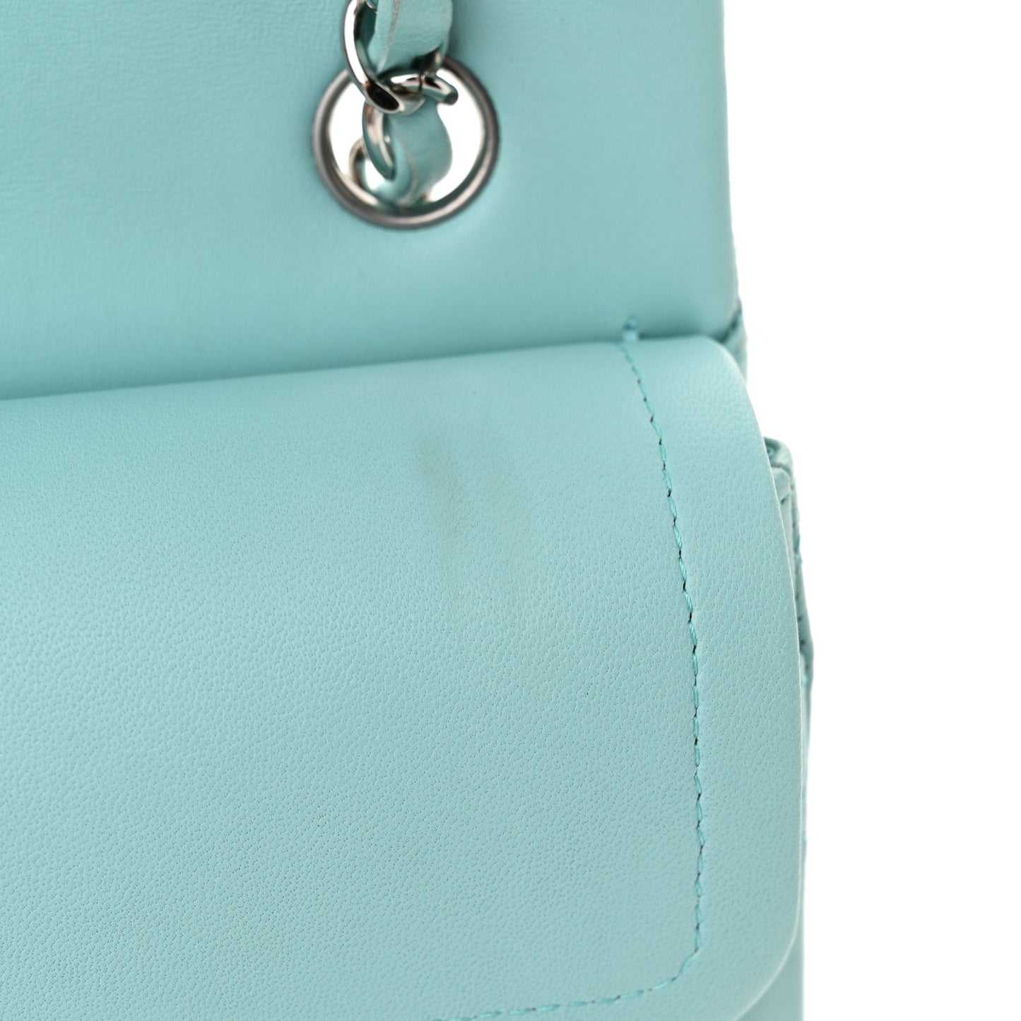 Lambskin Quilted Small Double Flap Light Blue