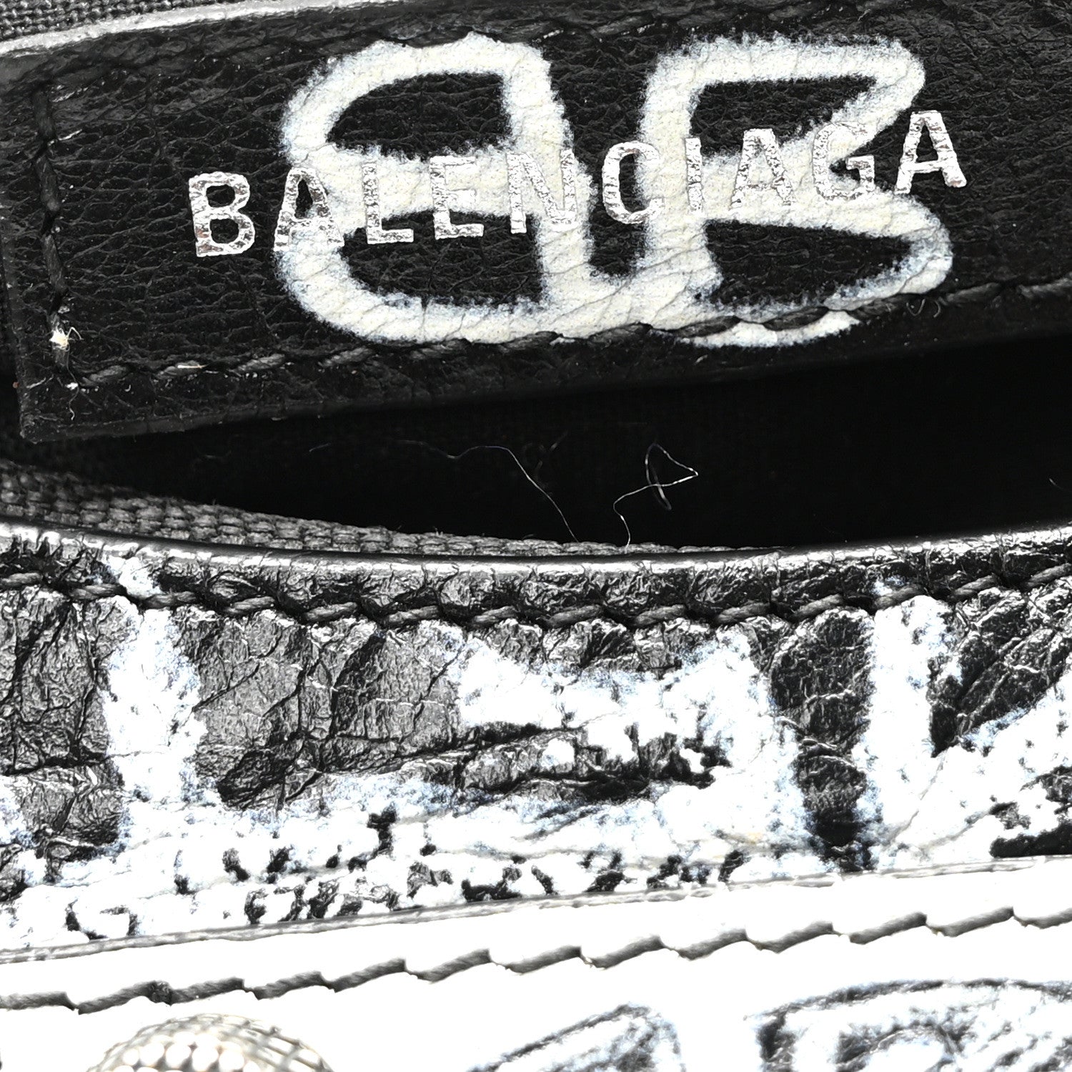 Balenciaga Agneau Arena Graffiti Le Cagole Shoulder Bag XS White Black 7 of 11