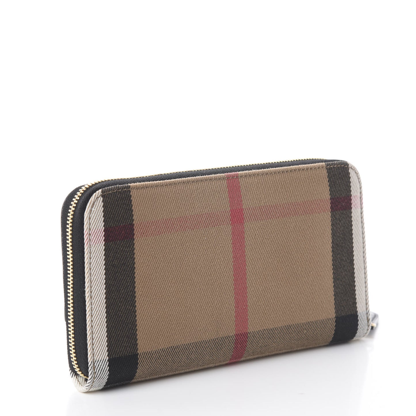 Calfskin House Check Elmore Zip Around Wallet Black