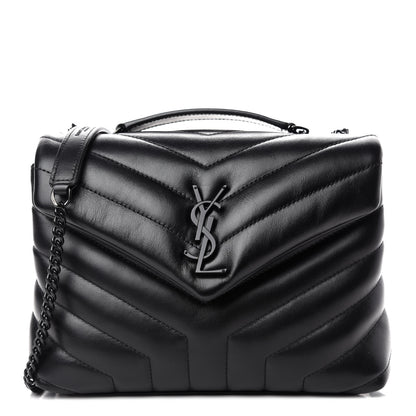 Saint Laurent Calfskin Y Quilted Monogram Small Loulou Chain Satchel Black 1 of 11