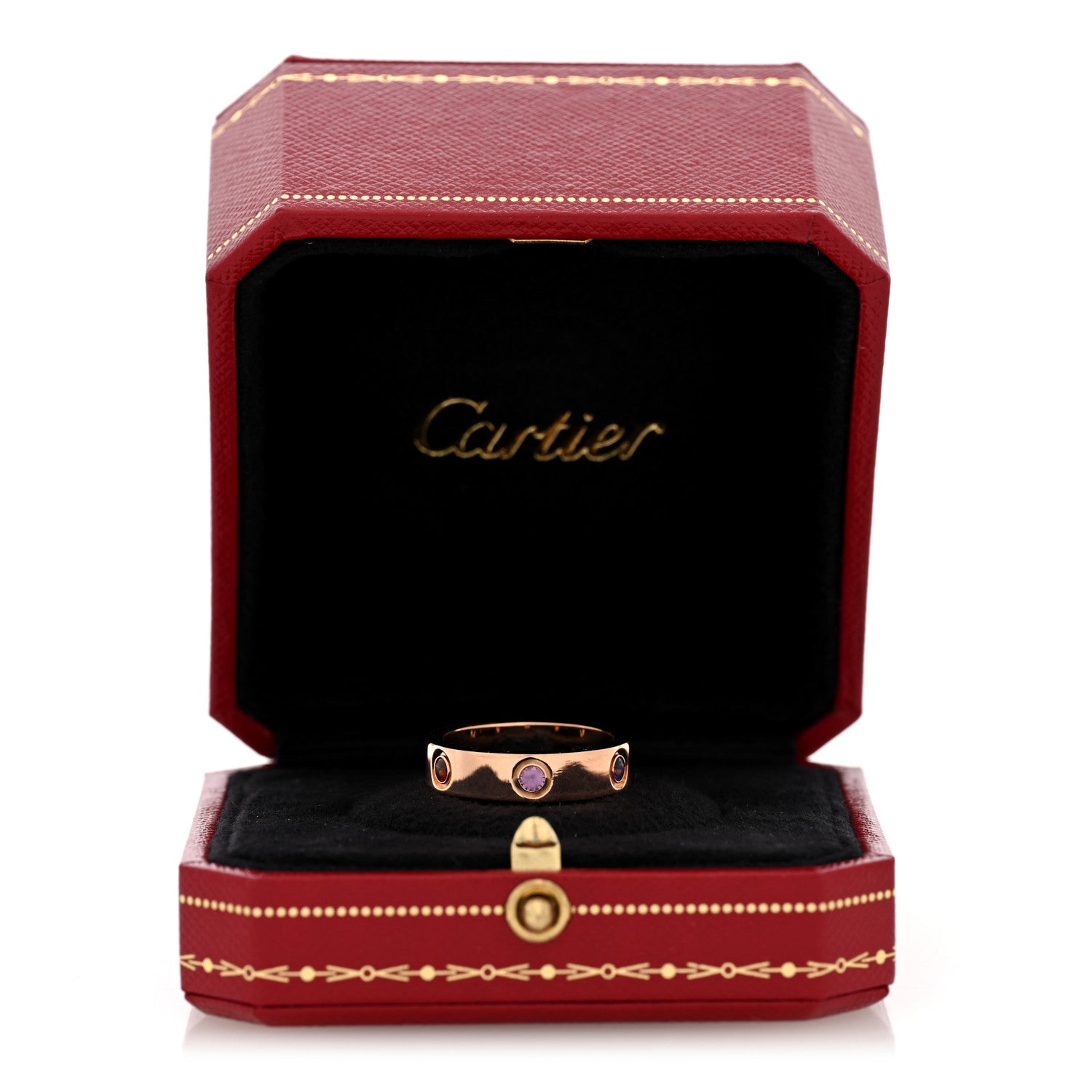 Cartier 18K Pink Gold Sapphire Garnet Amethyst 5.5mm LOVE Ring 58 8.5 5 of 5