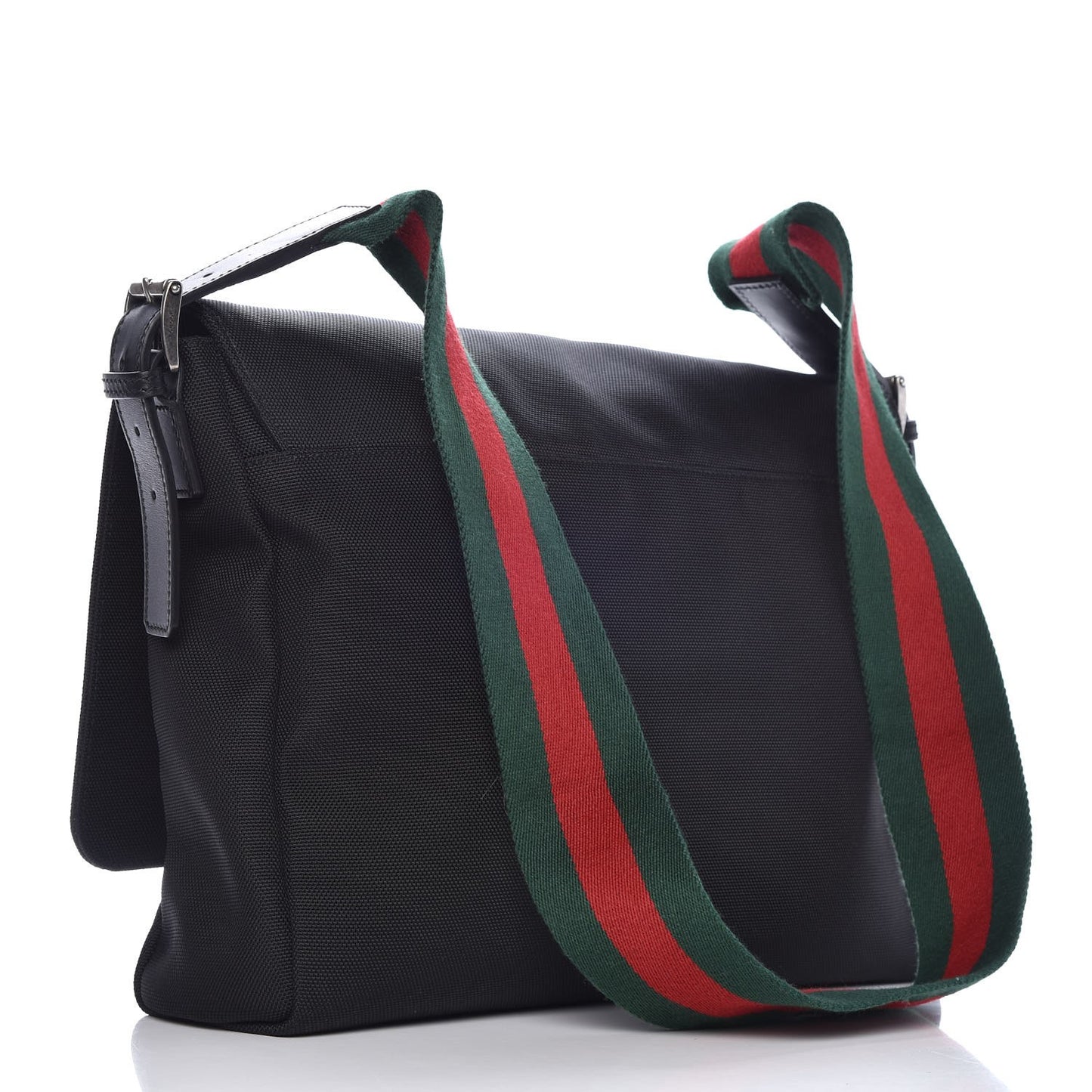 Techno Canvas Web Large Flap Messenger Bag Black