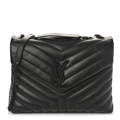 Saint Laurent Calfskin Y Quilted Monogram Monochrome Medium Loulou Chain Satchel Black 1 of 9