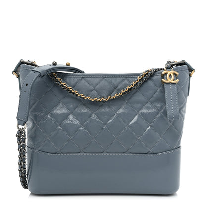 Chanel Patent Goatskin Quilted Medium Gabrielle Hobo Blue 2 of 14