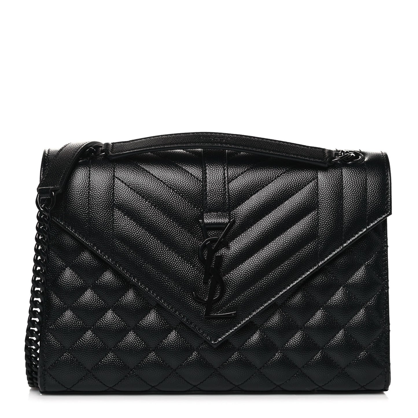 Grain De Poudre Textured Mixed Matelasse Triquilt Medium Monogram Satchel Black