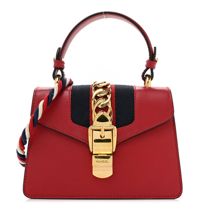 Gucci Calfskin Mini Sylvie Top Handle Bag Hibiscus Red 1 of 13