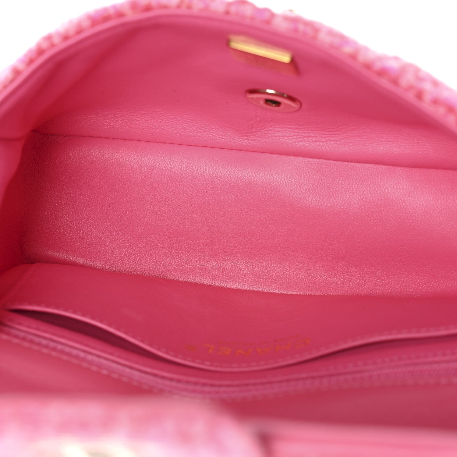 Chanel Wool Tweed Quilted Mini Rectangular Flap Dark Pink Fuchsia 5 of 10